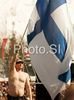 Finnish fan celebrate victory of Harri Olli of Finland in final race of FIS Ski jumping World Cup finals in Planica, Slovenia. Last race of FIS Ski jumping World cup 2008-09 was held on Sunday, 22nd of March 2009 in Planica, Slovenia.
