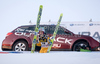 Winner Gregor Schlierenzauer of Austria celebrates after he competed during Final round of the FIS Ski Jumping World Cup event of the 58th Four Hills ski jumping tournament, on January 3, 2010 in Bergisel, Innsbruck, Austria.(Photo by Vid Ponikvar / Sportida)
