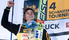 Winner Gregor Schlierenzauer of Austria celebrates at the medal ceremony after he competed in the Final Round of the FIS Ski Jumping World Cup event of the 58th Four Hills ski jumping tournament, on January 3, 2010 in Bergisel, Innsbruck, Austria.
