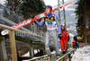 Janne Ahonen of Finland and Gregor Schlierenzauer of Austria during Trial round of the FIS Ski Jumping World Cup event of the 58th Four Hills ski jumping tournament, on January 6, 2010 in Bischofshofen, Austria. 
