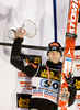 Janne Ahonen of Finland celebrates winning second place at the 58th Four Hills ski jumping tournament at the medal ceremony, on January 6, 2010 in Bischofshofen, Austria.
