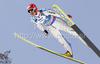 Michael Uhrmann of Germany soars through the air during his ski jump of second day of FIS Ski flying World championships in Planica, Slovenia. Second day of FIS Ski flying World Championships was held on Saturday, 20th of March 2010, in Planica, Slovenia.
