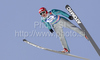 Matti Hautamaeki of Finland soars through the air during his ski jump of second day of FIS Ski flying World championships in Planica, Slovenia. Second day of FIS Ski flying World Championships was held on Saturday, 20th of March 2010, in Planica, Slovenia.
