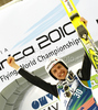 Winner Simon Ammann of Switzerland celebrates his medal won in FIS Ski flying World championships in Planica, Slovenia. Second day of FIS Ski flying World Championships was held on Saturday, 20th of March 2010, in Planica, Slovenia.
