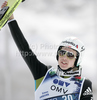 Simon Ammann of Switzerland reacts in outrun after his jump during second day of FIS Ski flying World championships in Planica, Slovenia. Second day of FIS Ski flying World Championships was held on Saturday, 20th of March 2010, in Planica, Slovenia.

