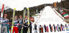 Third placed team of Finland with Matti Hautamaeki, Harri Olli, Janne Happonen and Olli Muotka (from L to R) celebrate their medals won in team event of FIS Ski flying World championships in Planica, Slovenia. Second day of FIS Ski flying World Championships was held on Sunday, 21st of March 2010, in Planica, Slovenia.
