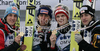 Winner team of Austria with Gregor Schlierenzauer, Wolfgang Loitzl, Thomas Morgenstern and Martin Koch (from L to R) celebrate their medals won in team event of FIS Ski flying World championships in Planica, Slovenia. Second day of FIS Ski flying World Championships was held on Sunday, 21st of March 2010, in Planica, Slovenia.
