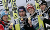 Winner team of Austria with Gregor Schlierenzauer, Wolfgang Loitzl, Thomas Morgenstern and Martin Koch (from L to R) celebrate their medals won in team event of FIS Ski flying World championships in Planica, Slovenia. Second day of FIS Ski flying World Championships was held on Sunday, 21st of March 2010, in Planica, Slovenia.
