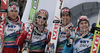 Second placed team of Norway with Bjoern Einar Romoeren, Johan Remen Evensen, Anders Bardal and Anders Jacobsen (from L to R) celebrate their medals won in team event of FIS Ski flying World championships in Planica, Slovenia. Second day of FIS Ski flying World Championships was held on Sunday, 21st of March 2010, in Planica, Slovenia.
