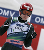 Janne Happonen of Finland reacts in outrun after his jump during team event of FIS Ski flying World championships in Planica, Slovenia. Team event of FIS Ski flying World Championships was held on Sunday, 21st of March 2010, in Planica, Slovenia.
