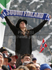 Finish fans in outrun during team event of FIS Ski flying World championships in Planica, Slovenia. Team event of FIS Ski flying World Championships was held on Sunday, 21st of March 2010, in Planica, Slovenia.
