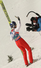 Thomas Morgenstern of Austria reacts in outrun after his jump during team event of FIS Ski flying World championships in Planica, Slovenia. Team event of FIS Ski flying World Championships was held on Sunday, 21st of March 2010, in Planica, Slovenia.
