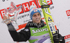 Winner Gregor Schlierenzauer of Austria celebrate his medal won in day 1 of FIS ski jumping World Cup 2010-2011 finals in Planica, Slovenia. Individual competition on first day of FIS ski jumping World cup finals was held on Friday, 18th of March 2011, in Planica, Slovenia.
