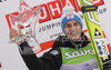 Winner Gregor Schlierenzauer of Austria celebrate his medal won in day 1 of FIS ski jumping World Cup 2010-2011 finals in Planica, Slovenia. Individual competition on first day of FIS ski jumping World cup finals was held on Friday, 18th of March 2011, in Planica, Slovenia.
