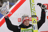Second placed Thomas Morgenstern of Austria celebrate his medal won in day 1 of FIS ski jumping World Cup 2010-2011 finals in Planica, Slovenia. Individual competition on first day of FIS ski jumping World cup finals was held on Friday, 18th of March 2011, in Planica, Slovenia.
