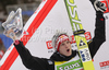 Second placed Thomas Morgenstern of Austria celebrate his medal won in day 1 of FIS ski jumping World Cup 2010-2011 finals in Planica, Slovenia. Individual competition on first day of FIS ski jumping World cup finals was held on Friday, 18th of March 2011, in Planica, Slovenia.
