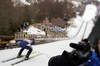 Davide Bresadola of Italy on inrun during trial round of day 2 of FIS ski jumping World Cup 2010-2011 finals in Planica, Slovenia. Team competition on second day of FIS ski jumping World cup finals was held on Saturday, 19th of March 2011, in Planica, Slovenia.
