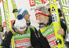 Winning team of Austria with Thomas Morgenstern, Andreas Kofler, Martin Koch and Gregor Schlierenzauer celebrate their medals won in day 2 of FIS ski jumping World Cup 2010-2011 finals in Planica, Slovenia. Team competition on second day of FIS ski jumping World cup finals was held on Saturday, 19th of March 2011, in Planica, Slovenia.
