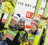 Winning team of Austria with Thomas Morgenstern, Andreas Kofler, Martin Koch and Gregor Schlierenzauer celebrate their medals won in day 2 of FIS ski jumping World Cup 2010-2011 finals in Planica, Slovenia. Team competition on second day of FIS ski jumping World cup finals was held on Saturday, 19th of March 2011, in Planica, Slovenia.
