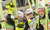 Winning team of Austria with Thomas Morgenstern, Andreas Kofler, Martin Koch and Gregor Schlierenzauer celebrate their medals won in day 2 of FIS ski jumping World Cup 2010-2011 finals in Planica, Slovenia. Team competition on second day of FIS ski jumping World cup finals was held on Saturday, 19th of March 2011, in Planica, Slovenia.
