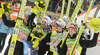 Winning team of Austria with Thomas Morgenstern, Andreas Kofler, Martin Koch and Gregor Schlierenzauer celebrate their medals won in day 2 of FIS ski jumping World Cup 2010-2011 finals in Planica, Slovenia. Team competition on second day of FIS ski jumping World cup finals was held on Saturday, 19th of March 2011, in Planica, Slovenia.
