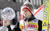 Winner Thomas Morgenstern of Austria celebrates World cup overall medal won in FIS ski jumping World Cup 2010-2011. Final race of  FIS ski jumping World cup 2010-2011 was held on Sunday, 20th of March 2011, in Planica, Slovenia.
