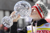 Winner Thomas Morgenstern of Austria celebrates World cup overall medal won in FIS ski jumping World Cup 2010-2011. Final race of  FIS ski jumping World cup 2010-2011 was held on Sunday, 20th of March 2011, in Planica, Slovenia.
