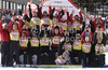 Winning team of Austria celebrate World cup overall medal won in FIS ski jumping World Cup 2010-2011. Final race of  FIS ski jumping World cup 2010-2011 was held on Sunday, 20th of March 2011, in Planica, Slovenia.
