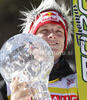 Winner Thomas Morgenstern of Austria celebrates World cup overall medal won in FIS ski jumping World Cup 2010-2011. Final race of  FIS ski jumping World cup 2010-2011 was held on Sunday, 20th of March 2011, in Planica, Slovenia.
