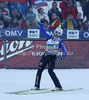 Simon Ammann of Switzerland reacts in the outrun of Flying hill Individual competition of FIS World cup ski jumping  finals in Planica, Slovenia. Flying hill Individual competition FIS World ski jumping finals was held on Friday, 16th of March 2012, in Planica, Slovenia.
