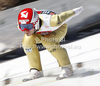 Robert Kranjec of Slovenia on inrun during the trial round of the Flying hill team competition of FIS World cup ski jumping  finals in Planica, Slovenia. Flying hill Team competition FIS World ski jumping finals was held on Saturday, 17th of March 2012, in Planica, Slovenia.
