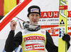 Second placed Martin Koch of Austria celebrates his medal won in the overall classification of the Flying hill competition of FIS World cup ski jumping  finals in Planica, Slovenia. Flying hill Individual  competition FIS World ski jumping finals was held on Sunday, 18th of March 2012, in Planica, Slovenia.
