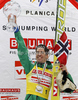Winner Anders Bardal of Norway celebrates his medal won in the overall classification of the season 2011 / 2012  of FIS World cup ski jumping in Planica, Slovenia. Flying hill competition FIS World ski jumping finals was held on Sunday, 18th of March 2012, in Planica, Slovenia.
