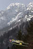Robert Kranjec of Slovenia soars through the air during team competition on day 2 in FIS Ski jumping World cup finals in Planica, Slovenia. Team competition of FIS ski jumping World cup finals was held on HS215 ski flying hill in Planica, Slovenia, on Saturday, 23rd of March 2013.
