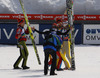  celebrate their medals won in team competition on day 2 in FIS Ski jumping World cup finals in Planica, Slovenia. Team competition of FIS ski jumping World cup finals was held on HS215 ski flying hill in Planica, Slovenia, on Saturday, 23rd of March 2013.
