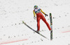 Andraz Pograjc of Slovenia soars through the air during team competition on day 2 in FIS Ski jumping World cup finals in Planica, Slovenia. Team competition of FIS ski jumping World cup finals was held on HS215 ski flying hill in Planica, Slovenia, on Saturday, 23rd of March 2013.
