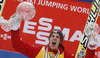 Overall FIS Ski jumping world cup winner Gregor Schlierenzauer of Austria celebrates his victory and his crystal globe won in FIS Ski Jumping World cup 2012-2013. Crystal globe for FIS Ski jumping World cup 2012-2013 was presented after last individual competition of FIS ski jumping World cup finals which was held on HS215 ski flying hill in Planica, Slovenia, on Sunday, 24th of March 2013.

