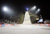 Ski jumping hill in Vogtland arena during mens practice of the FIS Skijumping Worldcup at the Vogtland Arena in Klingenthal, Germany on 2013/11/22.
