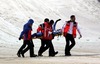 Andreas Kofler (AUT) is being taken away after his crash during Mens FIS Ski Jumping world cup at the Vogtland Arena in Klingenthal, Germany on 2013/11/24.
