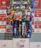 From left to right second Placed Anders Bardal of Norway, Winner Simon Ammann of Switzerland , third Place Peter Prevc of Slovenia and Thomas Diethard of Austria celebrate on Podium of 62th Four Hills Tournament of FIS Ski Jumping World Cup at the Schattenbergschanze, Oberstdorf, Germany on 2013/12/29.
