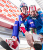 Herbert Leitner, Physiotherapeut (AUT) helps Thomas Morgenstern (AUT) during practice Jump of 62nd Four Hills Tournament of FIS Ski Jumping World Cup at the Olympiaschanze, Garmisch Partenkirchen, Germany on 2013/12/31.
