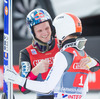Thomas Morgenstern (AUT) congrat to the Winner Thomas Diethart (AUT) during Competition of 62nd Four Hills Tournament of FIS Ski Jumping World Cup at the Olympiaschanze, Garmisch Partenkirchen, Germany on 2014/01/01.
