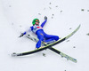 Denis Kornilov (RUS) crashed during Competition of 62nd Four Hills Tournament of FIS Ski Jumping World Cup at the Bergisel Schanze, Innsbruck, Austria on 2014/01/04.
