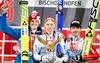 2nd place Thomas Morgenstern of Austria, 1st place Thomas Diethart of Austria, 3rd place Simon Ammann of Switzerland   celebrate on Podium after Competition of 62nd Four Hills Tournament of FIS Ski Jumping World Cup at the Paul Ausserleitner Schanze in Bischofshofen Austria on 2014/01/06.
