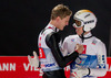 Thomas Diethart (AUT) celebrates with Thomas Morgenstern (AUT) after Competition of 62nd Four Hills Tournament of FIS Ski Jumping World Cup at the Paul Ausserleitner Schanze, Bischofshofen, Austria on 2014/01/06.
