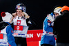 Thomas Diethart (AUT) celebrates with Thomas Morgenstern (AUT) after Competition of 62nd Four Hills Tournament of FIS Ski Jumping World Cup at the Paul Ausserleitner Schanze, Bischofshofen, Austria on 2014/01/06.
