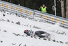 Crash of Thomas Morgenstern (AUT) during the Trial jump of FIS Ski Flying World Cup at the Kulm, Bad Mitterndorf,  <br> Austria on 2014/01/10.

