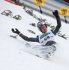 Crash of Thomas Morgenstern (AUT) during the Trial jump of FIS Ski Flying World Cup at the Kulm, Bad Mitterndorf,  <br> Austria on 2014/01/10.
