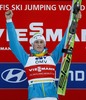 Peter Prevc (SLO) during the winners ceremony of FIS Ski Flying World Cup at the Kulm, Bad Mitterndorf, Austria on 2014/01/12.
