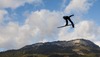 Feature of an athlete during the qualifiying of FIS Ski Flying World Cup at the Kulm, Bad Mitterndorf, .Austria on 2014/01/12.
